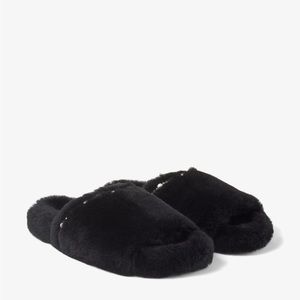 Jimmy Choo Acinda Shearling Embellished Slippers in Black